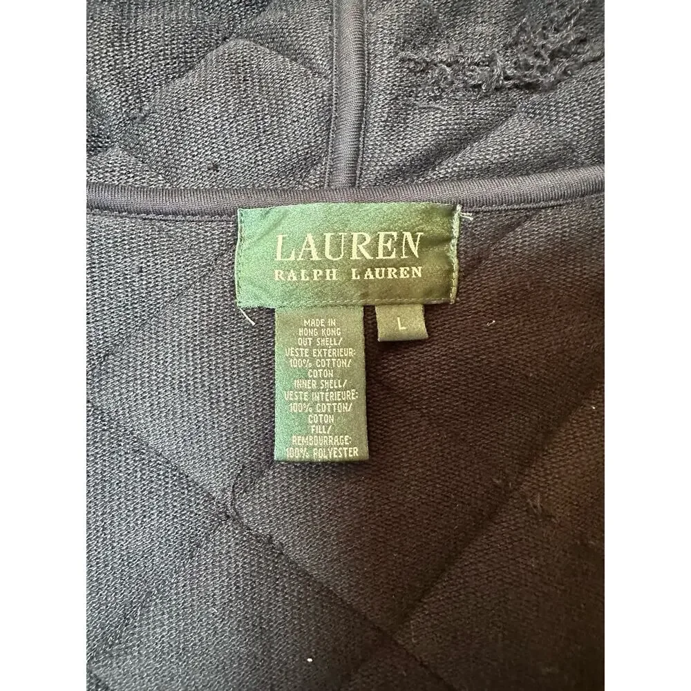 Lauren Ralph Lauren Women’s Quilted Hooded Below Waist Blue Jacket Coat Size L